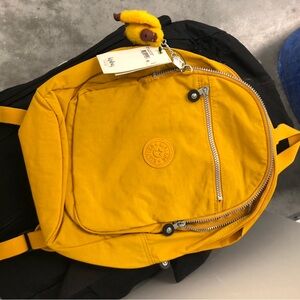 Kipling Mustard Backpack with Black Accents